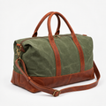 Auli Leather Green Canvas & Full-Grain Leather Weekender Duffel Bag