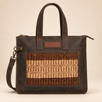Sisal Genuine Leather Padded Laptop Sleeve with Shoulder Strap
