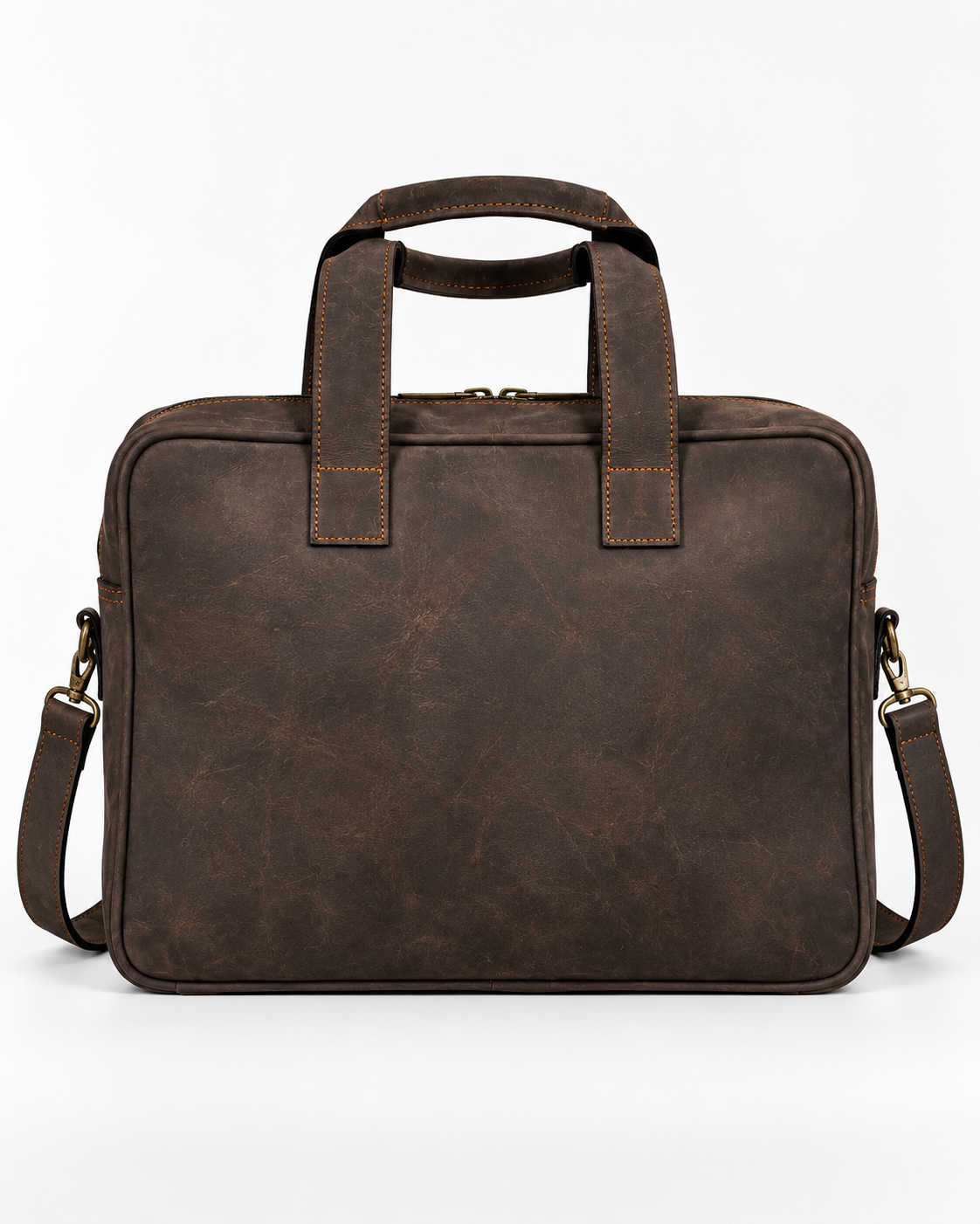 Professional Executive Leather & Sisal Laptop Bag with Shoulder Strap