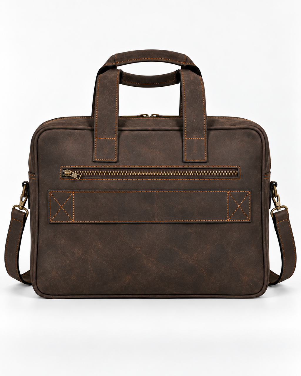 Professional Executive Leather & Sisal Laptop Bag with Shoulder Strap