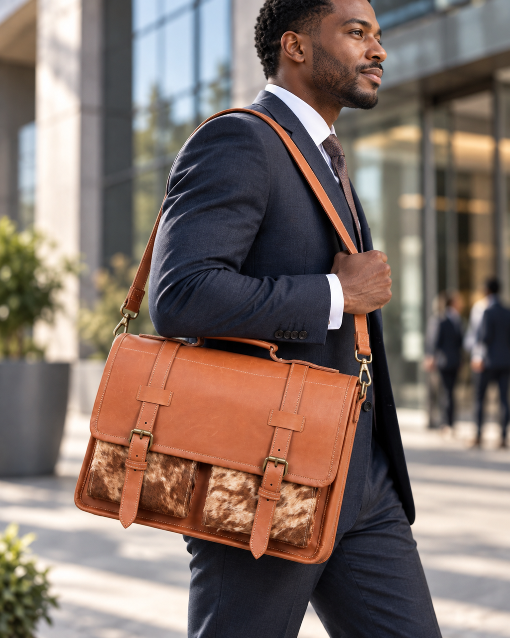Mohlomphehi Full-Grain Leather Executive Messenger Bag – 15.6" Laptop