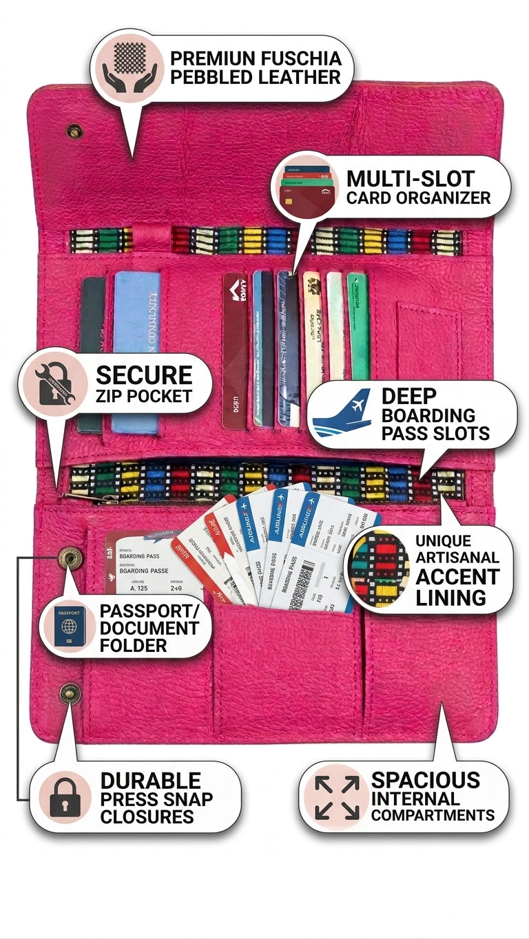 All-in-One Full-Grain Leather Travel Wallet & Clutch