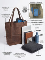 Khetsi Pull-Up Leather Tote Bag Collection – Small, Medium & Large