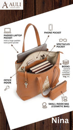 Nina Full-Grain Leather Tote Bag with Natural Hair-On Cowhide