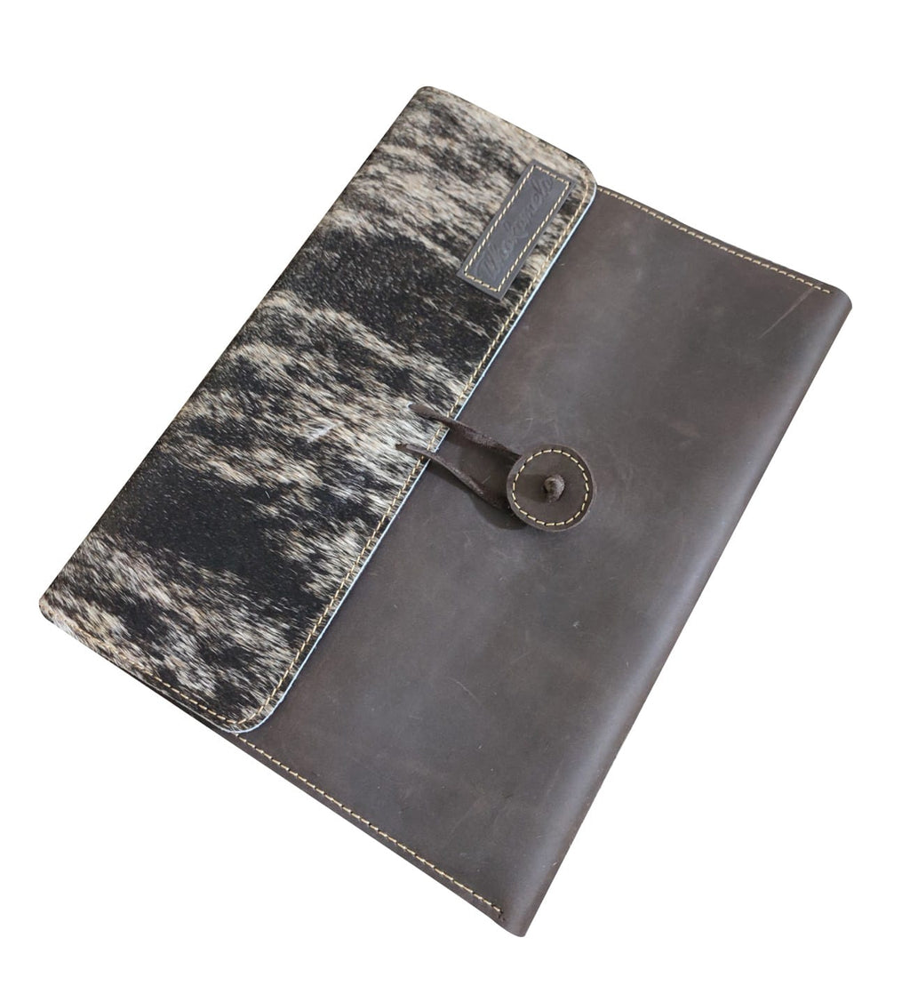 Mpho Custom Leather Laptop Sleeve with Natural Brindle Hair-On Hide