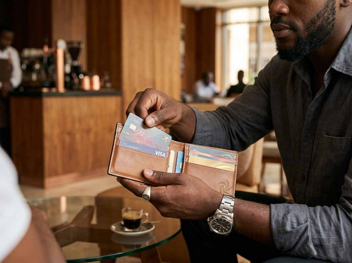 Sepache Full-Grain Leather Bi-Fold Wallet with Natural Cowhide Inlay