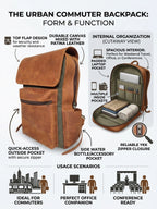 Lihlaba Pull-Up Leather & Canvas Commuter Backpack – 15.6" Laptop