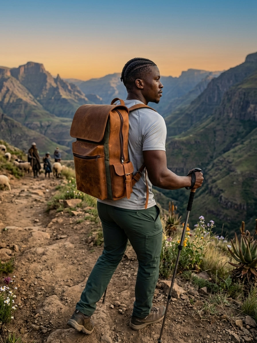 Lihlaba Pull-Up Leather & Canvas Commuter Backpack – 15.6" Laptop