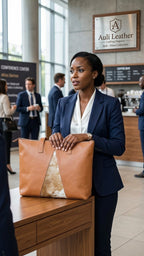 Nina Full-Grain Leather Tote Bag with Natural Hair-On Cowhide