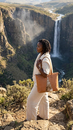 Nina Full-Grain Leather Tote Bag with Natural Hair-On Cowhide
