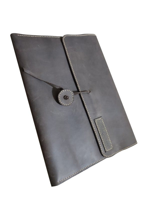 Mpho Custom Leather Laptop Sleeve with Natural Brindle Hair-On Hide