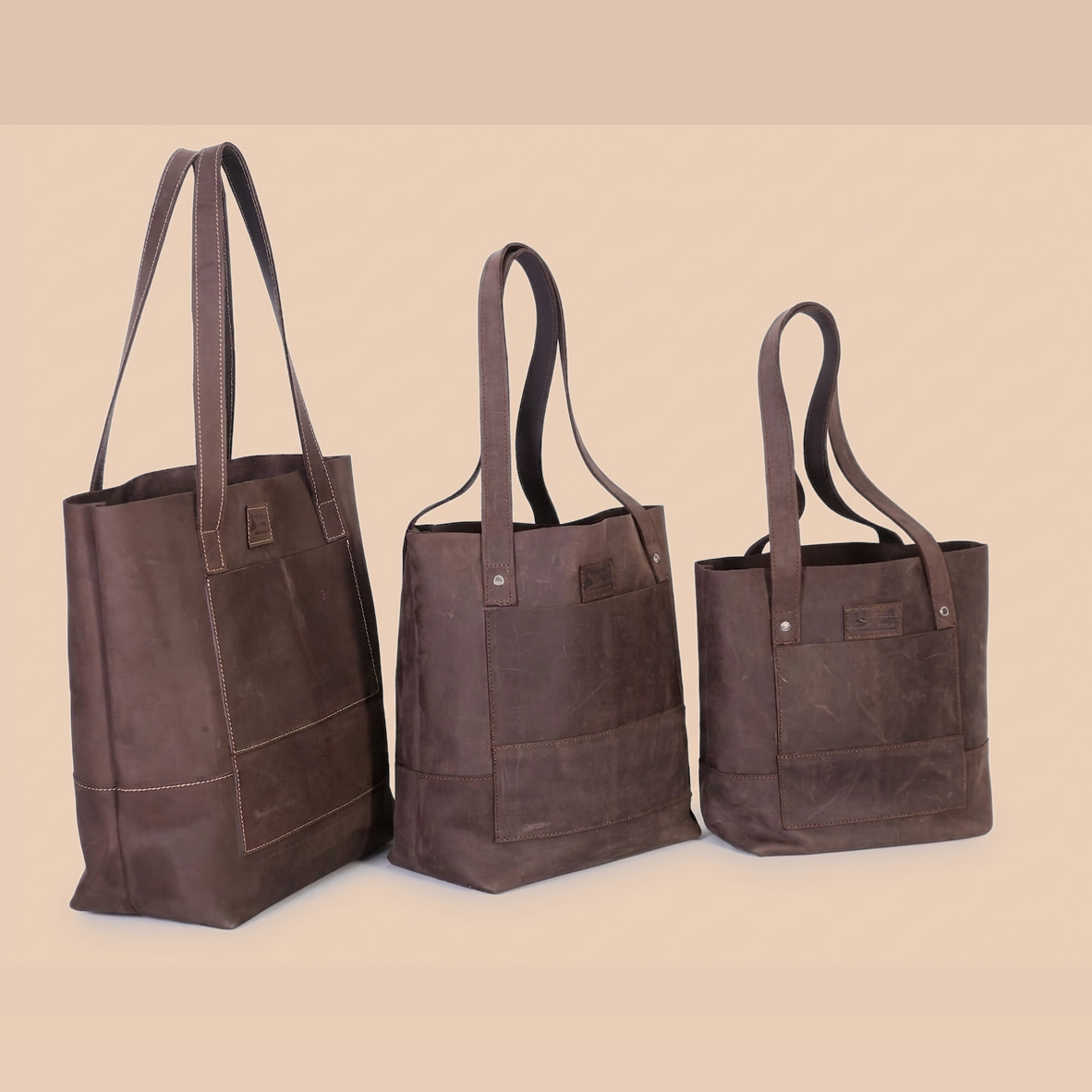 Khetsi Pull-Up Leather Tote Bag Collection – Small, Medium & Large